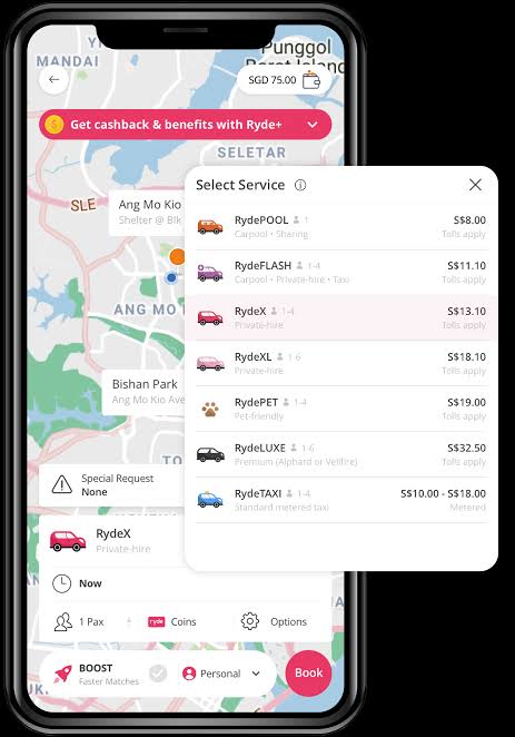 Ryde app screenshot 2
